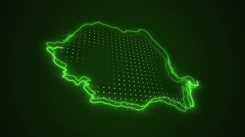 Glowing Neon Outline Map Animation with Dots