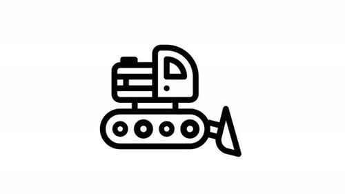 Flat Design Animated Excavator Outline Icon