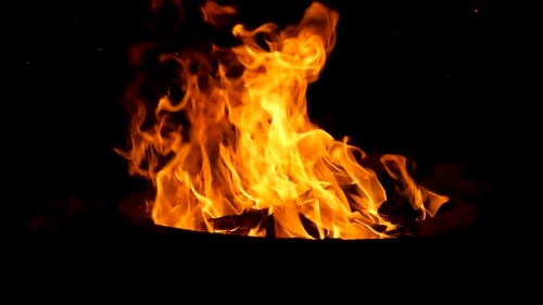 Vibrant Flames Burning in a Fire Pit