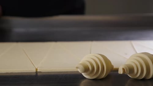 Preparing Dough for Croissants in Commercial Kitchen