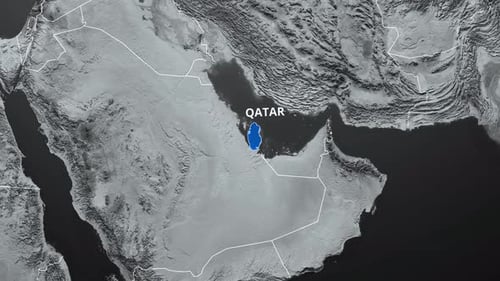 Qatar Country Highlight on Middle East Map Animation