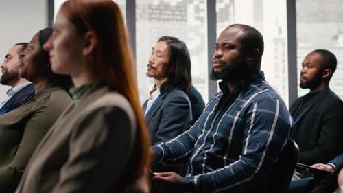 Black Male Attend Professional Business Event in Conference Hall