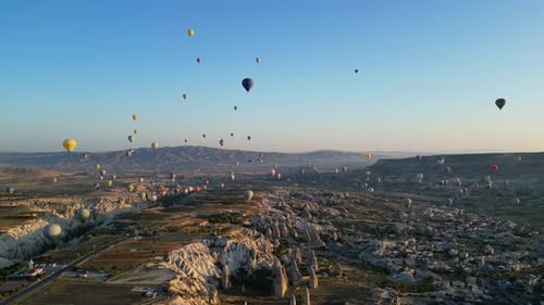 Spectacular Hot Air Balloons Over Cappadocia Landscape