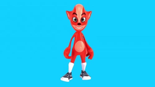 Divertido zorro de dibujos animados en 3D (con canal alfa incluido)