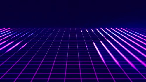 Purple and blue neon lines on dark grid