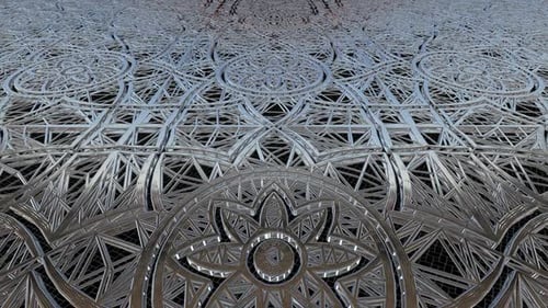 Background with Motion over Chrome Wireframes of Figures, Reflection, 3D Render, Shapes, Exclusive