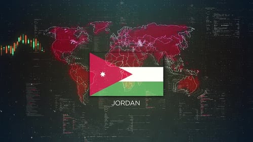 Jordan Stock Market Chart Background With Flag