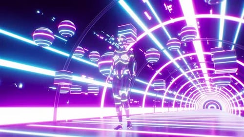 Walking Neon Light Ai Robot Vj Loop