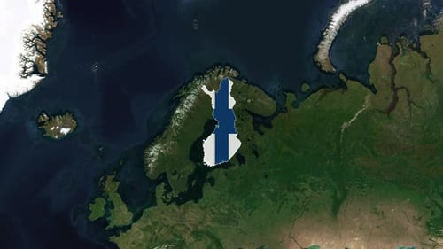 Animated Finland Map Outline with Flag Reveal