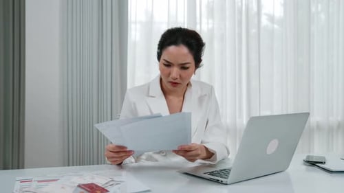 Stressed young woman has financial problems credit card debt to pay. Vivancy