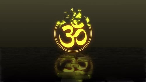 Glowing Om Symbol Reveal with Particle Dissolve Effect