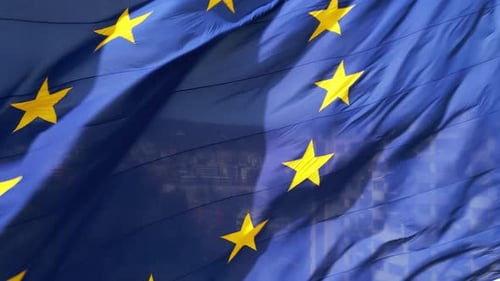 European Union Flag Waving Proudly in the Wind