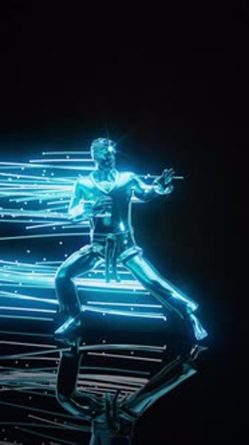 Animation 3D conceptuelle de karaté motion design au format vertical