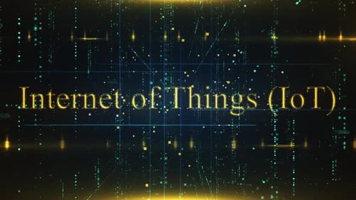 Futuristic Digital Grid Background with Internet of Things Text Reveal
