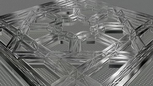 Background with Motion over Silver Wireframes of Shapes, Exclusive, 3D Render, Reflection, Figures