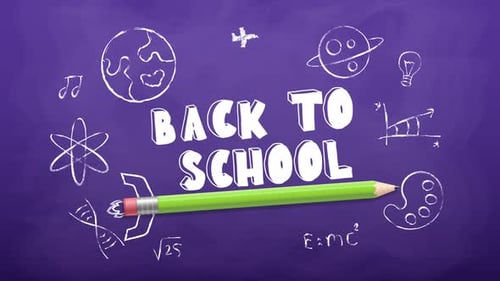 Back to School Chalkboard Design with Educational Doodles 4K