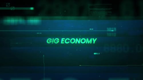 Gig Economy, ein Wort zur Geräuschpanne, Fehlertechnologie, Futuristischer Datenhintergrund
