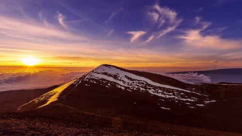 Mountain Peak Sunrise Above Clouds