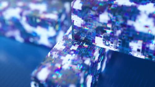 Abstract Digital Glitch Cubes Tech Background