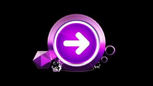 Animated Futuristic Purple Arrow Icon and Crystal Transformation