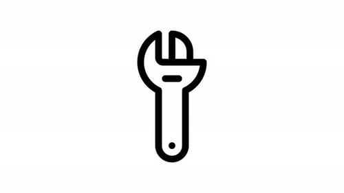 Minimalist Animated Wrench Outline Icon Loop
