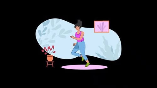 Female Doing Running Animated Illustration