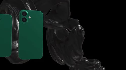 3D animation cell phone green screen