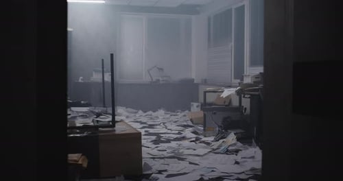 Crime Scene of Bank Robbery at Night or Murder Case