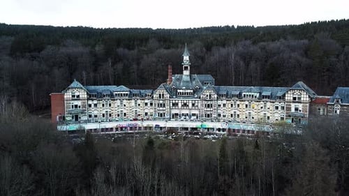 Abandoned Building in Forest Aerial View