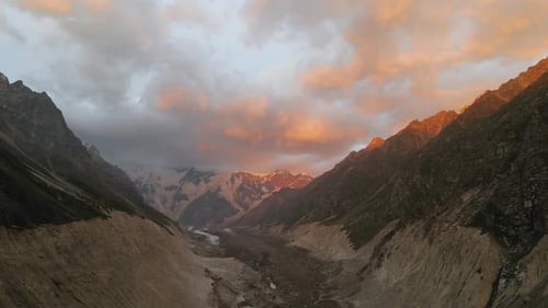 Mountain Range Silhouette Sunrise Aerial View