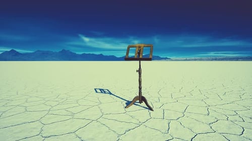 an Old Music Stand is on White Salt Desert