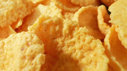 Crunchy Yellow Corn Flakes Close Up
