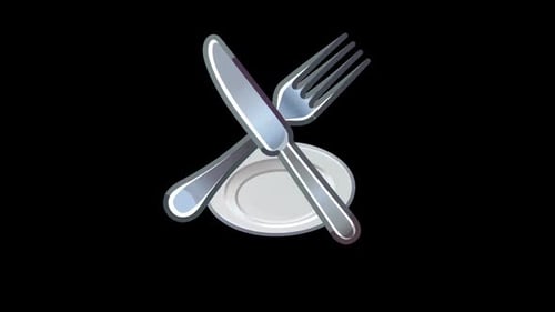 Animated Dinner Plate With Fork And Knife Reveal
