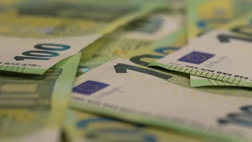 Close Up of a Pile of Euro Banknotes