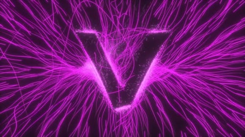 Letter V Reveal In Neon Electric Field