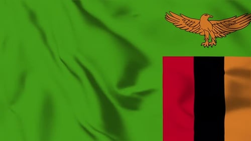 Zambia National Flag Realistic Waving Animation