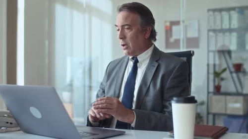 Professional Man Holding Meeting Via Video Conference