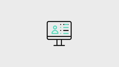 Animated Minimalist Computer Screen User Profile and Data Icon