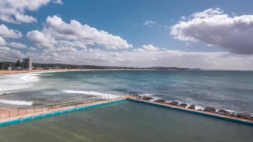 A Timelapse Displaying a typical summer morning swim in Sydneys iconic ocean pool at the famous Coll