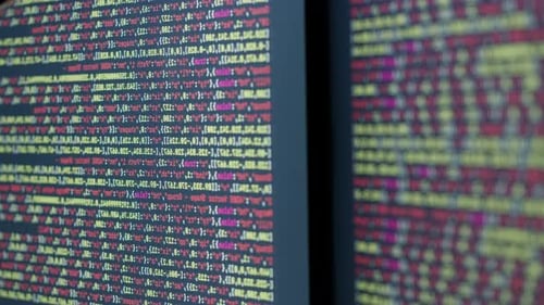 Chat AI Generating Coding UX UI Script Code Text on Screen HTML5 in Editor for Website Development