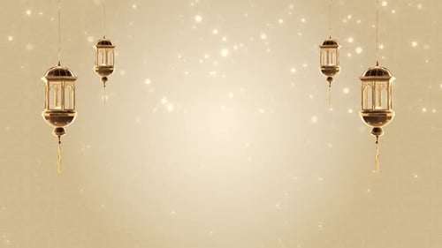 Ramadan Greeting Design Concept with Hanging Islamic Candle or Lantern or Lamp and Mosque