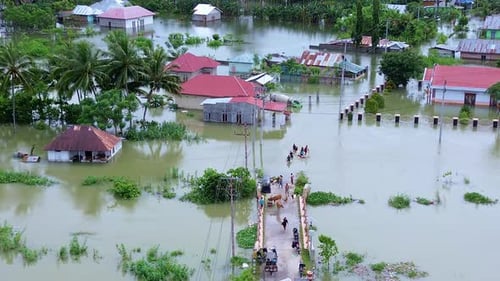 Flooding in Residential Area After Heavy Rainfall