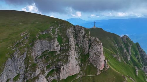 Footage approaching the Heroes' Cross at the Caraiman Peak in Bucegi Mountains, Romania.