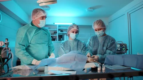 Medical Team Performing Surgery in Operating Room
