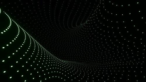 3D-Raum mit geschwungenem Fluss von Punkten