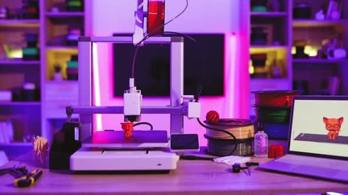 3D Printer Creating Toy Cat