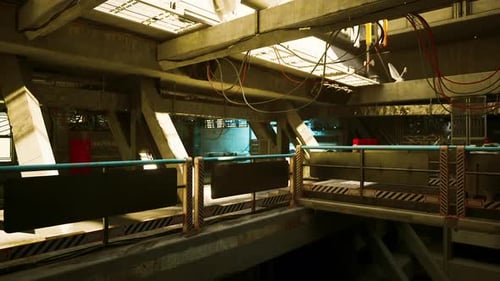 Futuristic Industrial Scene 3D Animation with Camera Flythrough