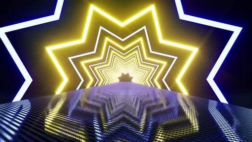 Futuristic Glow Neon Stars Tunnel