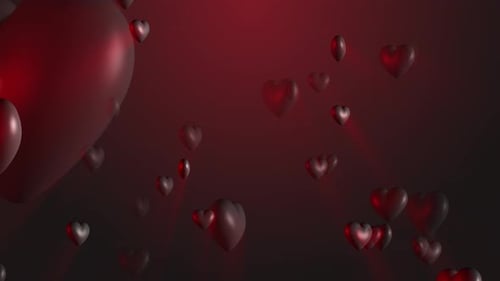 Elegant Red Hearts Floating Background for Romance