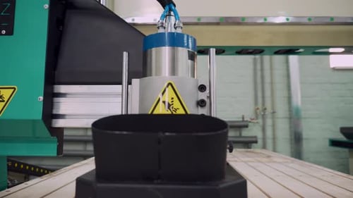 Moving Elements of a CNC Machine Closeup